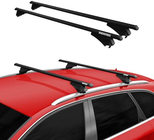 Menabo Dachträger Grundtäger kompatibel mit VW Passat B8 Alltrack 2019-2022 FL Aluminium 75kg Schwarz 2tlg Geschlossene Reling für Fahrradträger, Dachboxen, Skiträger Abschließbar