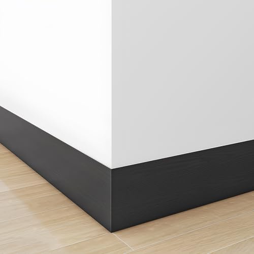 Zierleisten, Sockelleisten, Abziehbare Und Aufklebbare Wandleisten, Zierleiste Aus PVC, Übergangsleiste Für Den Boden, Geeignet Für Büro, Restaurant, Wohnzimmer, Länge 500 Cm(Black wood grain,500*15cm
