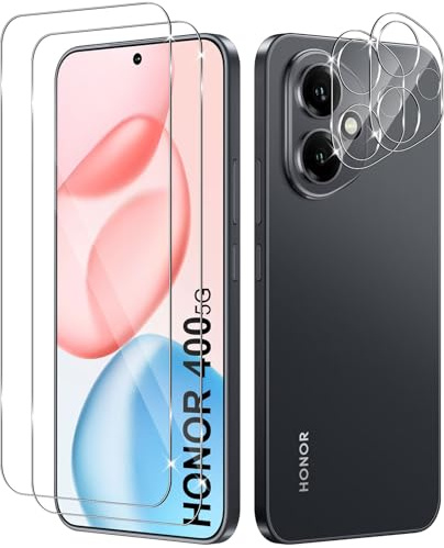 Yenwen für Panzerglas für Honor 400 5G Schutzfolie, 2 Stück Displayschutz mit 2 Stück Kameraschutz Glas, 9H Härte Schutzglas Handy Folie HD Klar Panzer Schutz Glas