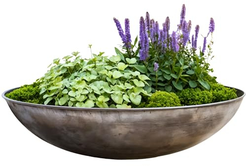 Rostikal Corten Steel Pot de fleurs vintage - Diamètre : 53 cm - Bol en métal fait à la main - Sans rouille - Patine développée - Durable et résistant aux intempéries - Décoration de jardin pour