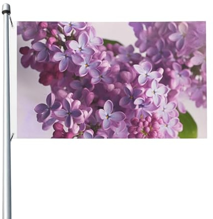 Drapeau de cour double face de 0,9 x 1,5 m pour extérieur/intérieur - Fleurs lilas - Bannières de bienvenue pour jardin, maison, vacances, décoration d'intérieur
