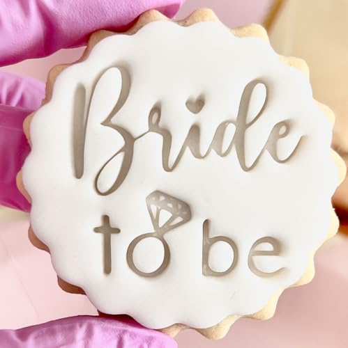 Bride to be Fondant Stamp Embosser Cookie Cutter Hen Party Hen do fits m&s Butter Biscuits Wedding Engagement Marks and Spencers Diamond Ring Bridal Shower Free Cutter