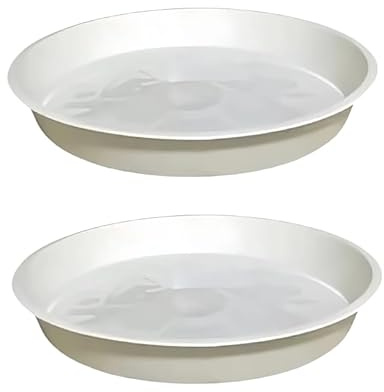 Globellapro 2 Pieces Round Plant Saucers For Pots 16CM White Flower Pot Saucers Drip Trays for Garden/Balcony/Indoor Outdoor