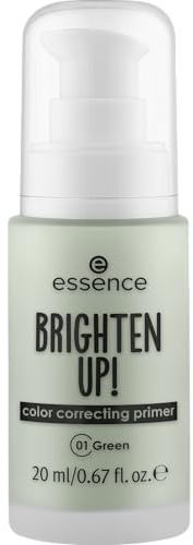 essence BRIGHTEN UP! färgkorrigerande primer, Nr. 01, återfuktande, priming, uppfriskande, naturlig, vegansk, utan parabener, utan mikroplastpartiklar, fri från nanopartiklar, 1-pack (20ml)