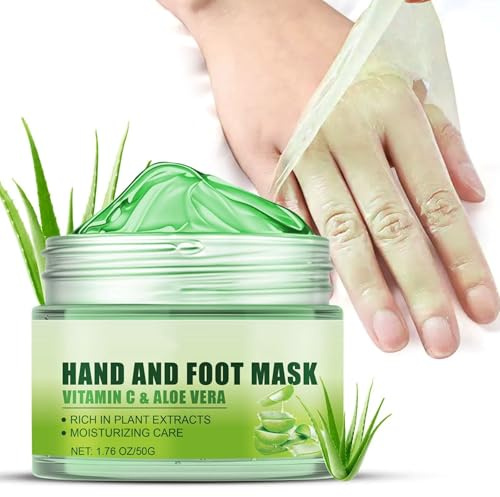 Maschera peeling mani e piedi con aloe vera e vitamina C, maschera di cera per mani secche e screpolate, rimuove la pelle morta, gel esfoliante e idratante, lenisce e ripara la pelle, adatta per
