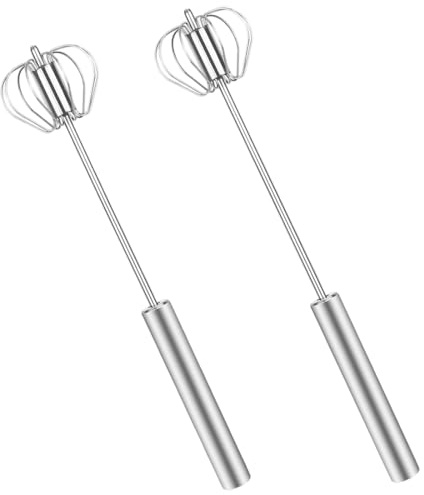 Batidor semiautomático de acero inoxidable, 2 Piezas, Batidor huevos manual, Bate Huevos sin Esfuerzo, Agitador Semiautomático, utensilios de cocina semiautomáticos, para batir, batir, mezclar, natas