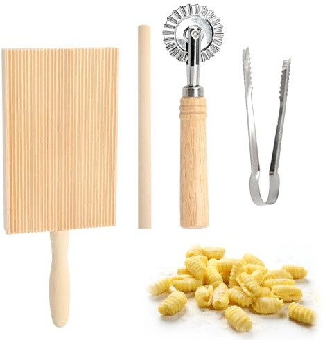 Viene con Rueda Cortadora de Pasta Tablero de Pasta de Noquis Tabla para Noquis de Madera Ligera con Mango Accesorios para Noqui Rodillo Duradero y Adecuado para Familias Cocinas
