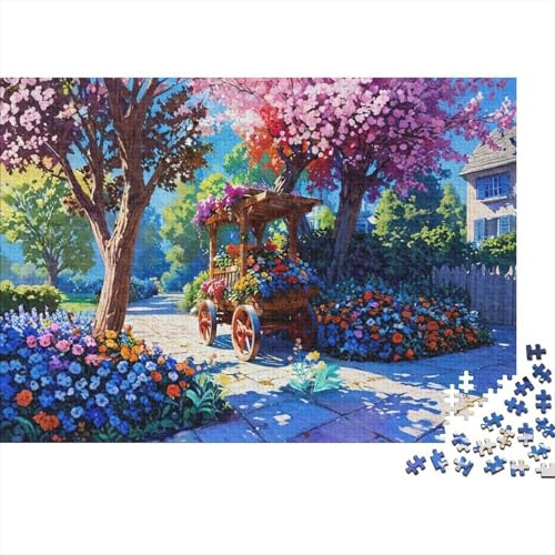 Spring Garden Cart 1000-piece Jigsaw Puzzle Premium Recycled Cardboard Flower Cart Eco-Friendly Brainteasing for Adults Age 14+ 38x26cm/1000pcs
