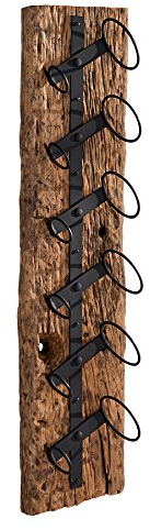 invicta INTERIOR Massives Wand Weinregal Barracuda antik Teak Holz 100cm Flaschenhalter Natur Regal Weinflaschen Halterung Wandregal für Wein