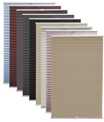 Deco4Me Plissee ohne Bohren (80 x 220 cm, Beige Crash) - Blickdicht, lichtdurchlässig, Keine Verdunkelung - Jalousien zum Klemmen - Faltrollos für Fenster