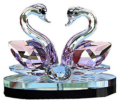 Kristallglas Tier Schwan Figuren Briefbeschwerer Feng Shui Handwerk Figur Kunst & Sammlung Für Zuhause Hochzeit Decor Kinder Geschenke (Rosa)