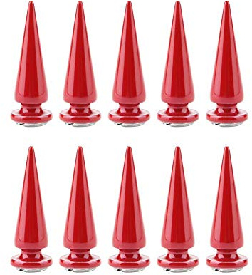 Metal Spike Rivets, 10 Sets 10mm Large Metal Big Tree Spikes and Studs Screw-Back Punk Rivets for DIY Leather Craft Red Red | Surface Plating Treatment,High Density,With Screws,For Bags Belts Leather Bracelets Shoes Boots,DIY Craft,10MM Diameter