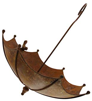 FRANK FLECHTWAREN Vogeltränke Schirm Ø40 x 42 cm Vogelbad Gartendeko Metall Rostoptik handgefertigt wetterfest