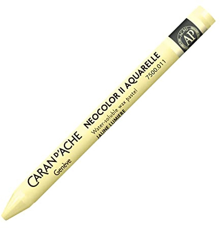 Caran d'Ache Neocolor II 011 amarillo claro/amarillo pálido (7500.011) / Pastel 10 unidades (1er Pack)/ de cera soluble en agua/para papel, cartón, vidrio, madera, piel, tela piedra