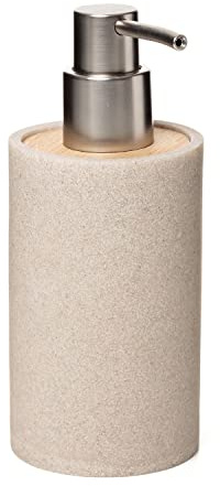 TATAY Dosificador de Jabón Bora Poliresina Resistente Libre de BPA | Dosificador Jabón | Medidas 9x7.3x17 cm | Poliresina Resistente | Sin BPA | Organización Práctica del Baño, Beige
