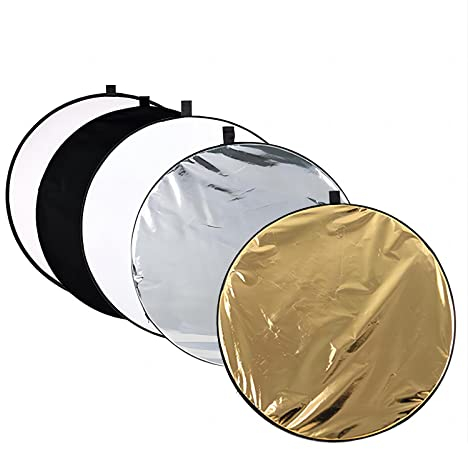 Skyzone Photography Reflector 24/60cm 5-in-1 Portable Foldable Multi-Disc Circular Reflector, Photography Accessory for Studio Lighting Outdoor Shooting (Silver/Gold/White/Black Translucent)