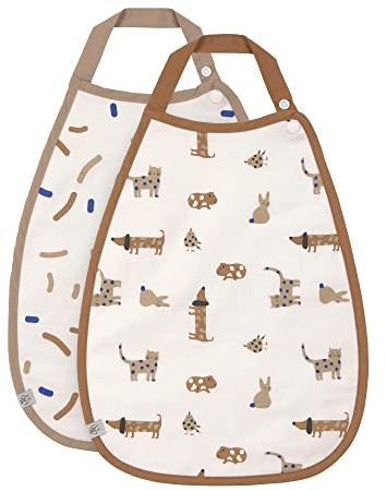 LÄSSIG Baby Kleinkind Lätzchen (2 Stk.) Bio-Baumwolle Druckknopf/Medium Drop Bib Little Mateys royal blue