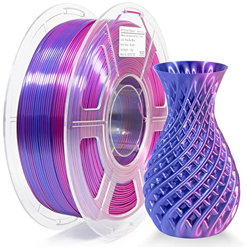 iSANMATE Dual Zweifarbig PLA Filament 1.75mm, Dual Color Filament Silk PLA 3D Drucker Filament 1kg Spule +/- 0.03 mm, Rosarot & Blau