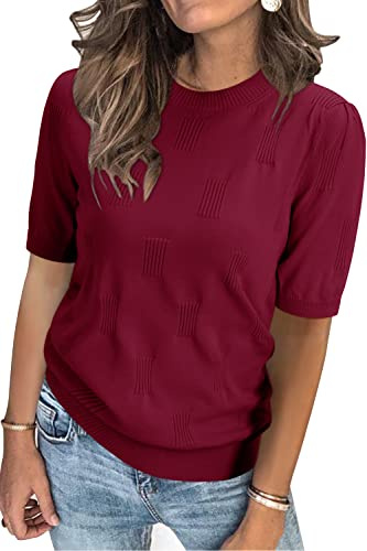 Arach&Cloz Pulls Femme Manches Courtes et Longues Automne Hiver col Rond en Maille