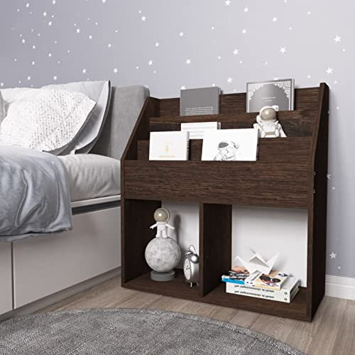 Homgoday Zeitungsständer für Kinder, Eiche Rauch, 71 x 30 x 78,5 cm, Spanplatte, platzsparend, Outdoor-Möbel für Wohnzimmer, Büro, Schlafzimmer, Badezimmer