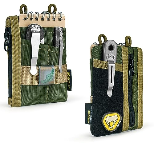 VIPERADE VE18-S Small EDC Pouch, Mini EDC Pocket Organizer for Men, EDC Pocket Organizer Pouch, 3 Slots with 2 Zipper Pockets, EDC Multitool Pouch