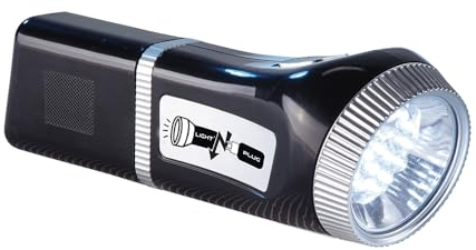 EUROtops Taschenlampe Light'n Plug - LED-Notfall-Taschenlampe, Steckdosen-Ladung, ohne Kabel/Batterien, fixierbar mit Magnet, Handschlaufe, 150 Lumen, klein, schwarz