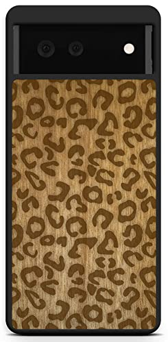 MMORE Coque de protection en bois compatible avec iPhone, Samsung, Google Pixel – Protection complète, durable, testé contre les chutes (impression guépard, Google Pixel 6A)
