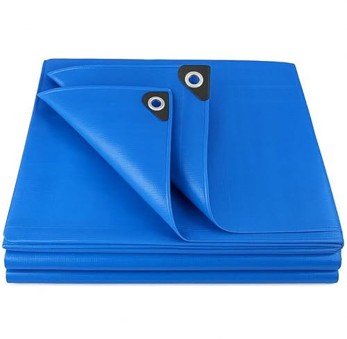 UR CHOICE Blue Tarpaulin 3M x 4M, Heavy Duty Waterproof Sheet, Large Plastic Ground Cover Tarp, Frost Resistant, UV Protected, Weatherproof Tarpaulin Sheet for Camping & Outdoor Use