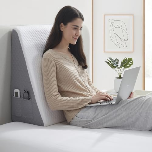 Premium Bed Wedge Pillow - Ergonomic Support for Sleeping, Post-Surgery, Acid Reflux Relief, and More - CertiPUR-US Certified Memory Foam - Removable Cover Included, Triangle, 24 x 24 x 12