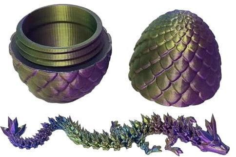 3D Gedrucktes Drachenei Geheimnisvolle Drachen Spielzeug - Kristalldrache Mit Drachenei - 3D Gedruckter Realistische Beweglicher Drachen Figuren Mit Ei - Dracheneier Wohnkultur Erwachsene Kinder (G)