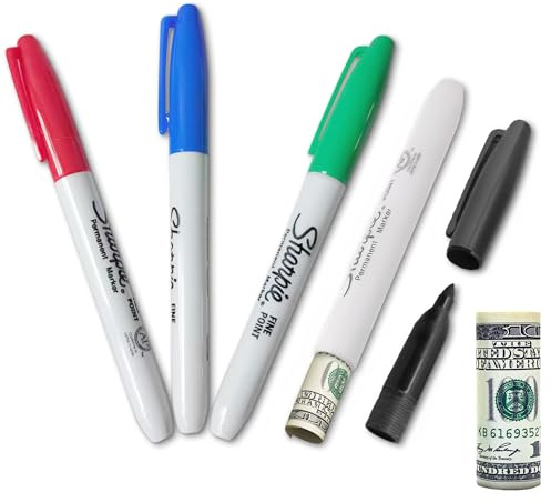 Fake Pen Diversion Safe Marker (4 Pack) - Realistic Pen Diversion Safe - Hidden Secret Compartment Decoy Permanent Marker - Hide And Store Money Waterproof Storage Cash Holder Container Lock
