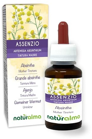 Assenzio maggiore (Artemisia absinthium) erba con fiori Tintura Madre analcoolica Naturalma - Estratto liquido gocce 60 ml - Integratore alimentare - Vegano
