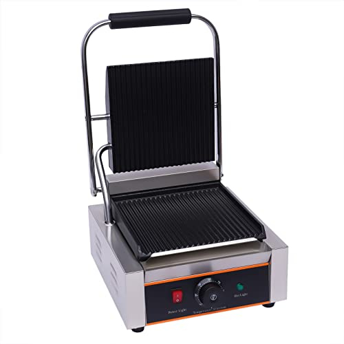 PUDLOR Griglia a contatto da 1800 W, piastre rimovibili, Gastro Panini, tostapane elettrico, in acciaio inox, griglia a sandwich da 0 a 300 °C, temperatura regolabile, per ristoranti, hotel, mense