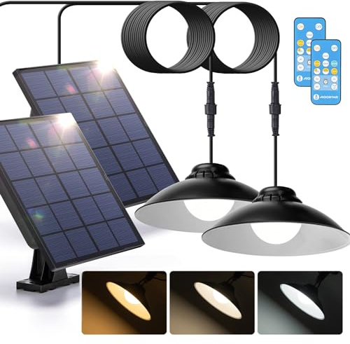 Aigostar Luce Solare Led Esterno con Telecomando 50W 500LM: Lampade da Esterno solari IP65 - Temperatura colore regolabile 3000K/4000K/6500K, Lunghezza cavo 3M, 2 pcs