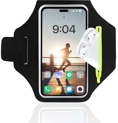 Yuexitech Running Armband Phone Holder, Sweatproof Arm Phone Holder, Phone Arm Strap Running Case Compatible with iPhone 16/15/14/13/12 Pro Max, Fits Phones up to 6.8