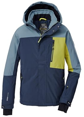 killtec Skidjacka för pojkar/funktionell jacka med huva och snöfall KSW 200 BYS SKI JCKT, nattblå/rökblå/mörkblå/164, 43466-000