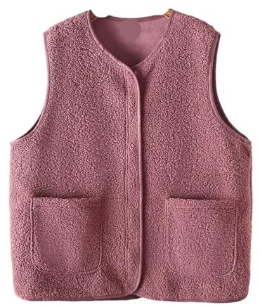 AHUFGN Palettenkissen Damen-Fleecejacke in Übergröße, Herbst, Freizeitkleidung, ärmellose Weste, modisch, große Tasche, Oberbekleidung, Kurvenmäntel(Brown,7XL)
