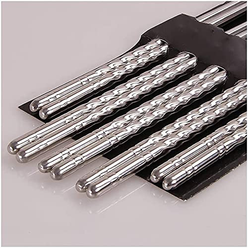 WJFTODAY Palillos Chinos Reutilizables, Palillos japoneses, Palillos de Metal, Juego de r Palillos Chinos de Acero Inoxidable para Principiantes, Adultos o niños, Aislamiento Apto para lavavajillas N
