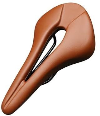 HESHUYAN Fahrrad Sattel Fahrradsattel, atmungsaktiv, hohles Design, PU-Leder, weicher, bequemer Sitz, MTB, Berg, Rennrad, einteiliges Kissen, Fahrradteile Fahrradsattel Herren(Light Brown)