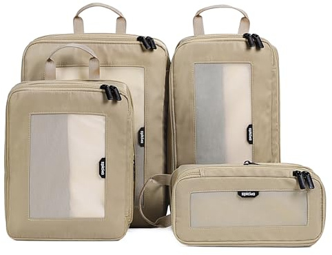 EPICKA TripCozy - Cubos de compresión para empacar – Juego de 4/6 bolsas organizadoras de viaje duraderas con parte superior de malla, accesorios de viaje expandibles para equipaje de mano, equipaje
