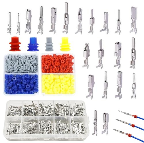 Kit di pin per connettori Sporgo: 690 pezzi di connettori per veicoli con pin maschio e femmina crimpati da 1/1,5/1,8/2,2/2,3/2,5/2,8/3,5 mm per sigilli elettrici automobilistici (690)