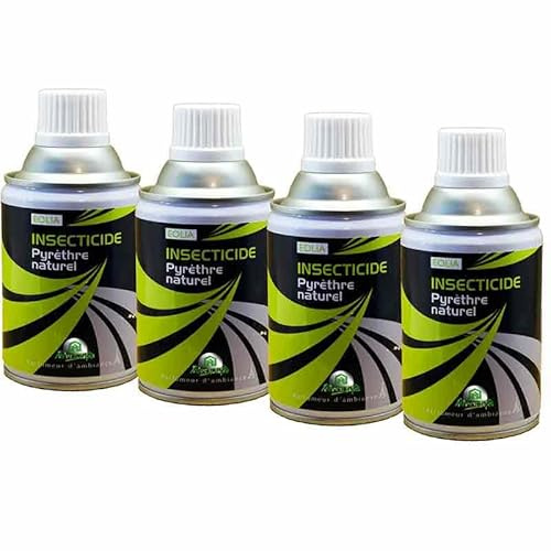 Pack d'Aérosols au Pyrèthre Végetal 4x250ml Anti mouches, moucherons, moustiques, mites, puces, punaises de lit, etc... Insectes volants et rampants. (4)