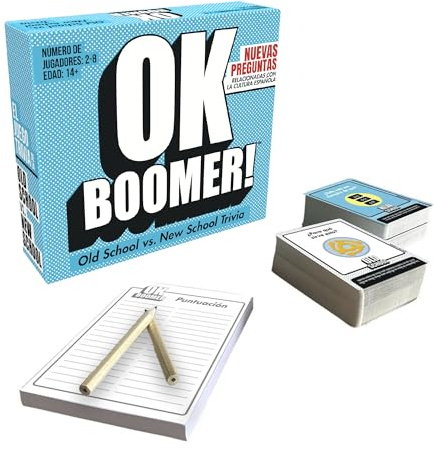 Bizak - Ok Boomer - Juego de Cartas a Partir de 14 años, Juegos para la Familia, también Apto para Adultos Old School vs. New School,Trivia Tarjetas de Juego, Preguntas para 2 Generaciones(64550284)
