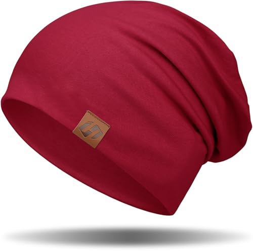 HASAGEI Mütze Damen Leicht Weich Unisex Slouch Beanie Elastisch Mütze Herren für alle Jahreszeiten (Rot)