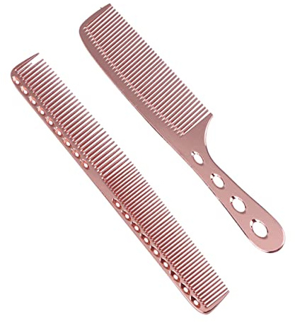 DEARMAMY 2 Pièces Peigne En Acier Inoxydable Peignes Couper De Coiffure Rose Style Démêlant à Fourche Homme De Massage à Cheveux