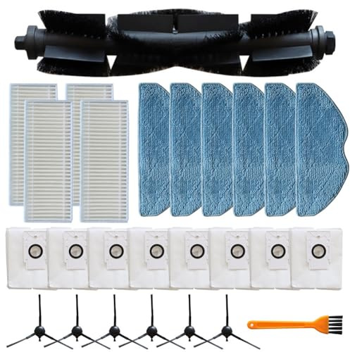 Gdfnmogo Kit de rechange pour brosse principale RE4 Plus/RE5 Plus, robot aspirateur pour pièces de rechange avec filtre, lingettes serpillères, sacs à poussière et brosses latérales (B)