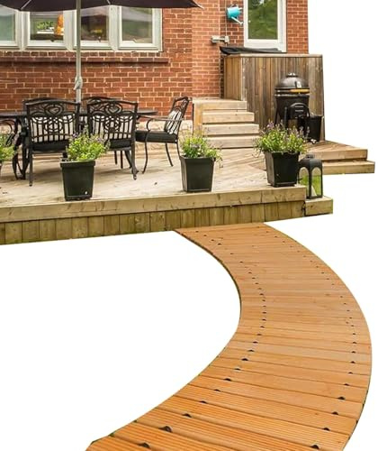 Percorso in legno resistente alle intemperie – passerella antiscivolo in cedro per uso esterno ideale per matrimoni campeggio piscina e paesaggistica – doghe marrone naturale