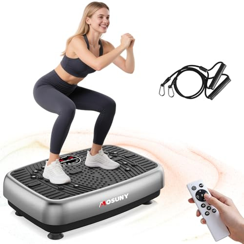 Plateforme Vibrante Perte de Poids, MOSUNY Plateforme Vibrante de Massage Lymphatique, Modèle 2025 Amélioré à Double Moteur Plaque Vibrante, Capacité de 204 kg, 1 à 120 Niveaux