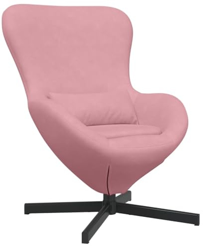Yisssmeng Rosa Ei-Sessel aus Samt mit Drehfunktion 63 x 73 x 90 cm Metallgestell Lesesessel Bequemer Lounge Chair Kleiner Fernsehsessel für Wohnzimmer Schlafzimmer und Büro