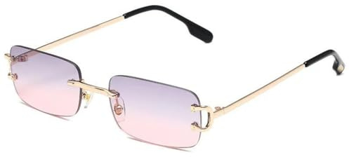 WDZAYXC Lunettes de soleil rectangulaires sans monture pour homme et femme | Style rétro, 8 options de couleur